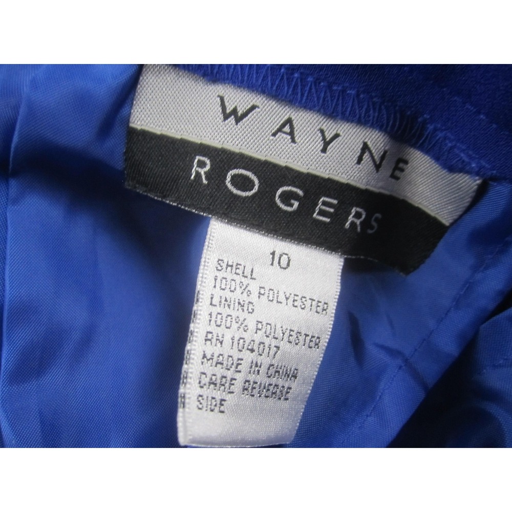 Wayne Rogers Skirt Womens 10 Blue Lined Elastic Waistband Midi Pencil Back Vent - Picture 4 of 8